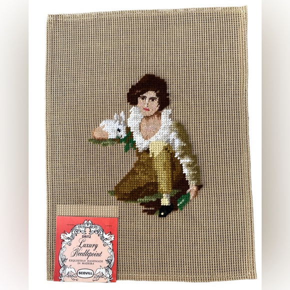 Young Kneeling Male PreWorked VTG NOS Dritz Luxury Needlepoint 9 X 12 - Picture 1 of 5